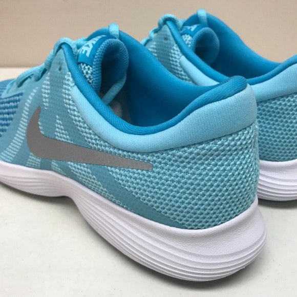 Girls 6.5 Youth Nike Revolution 4 943306 400 Aqua Blue Silver Sneakers New - Picture 3 of 5